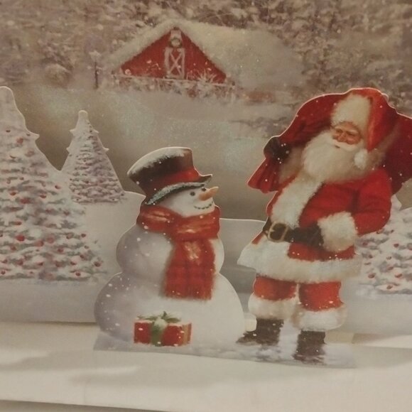 Vintage Pop Up Christmas Card Santa Snowman Craft Scrapbook Junk Journal - Picture 3 of 5